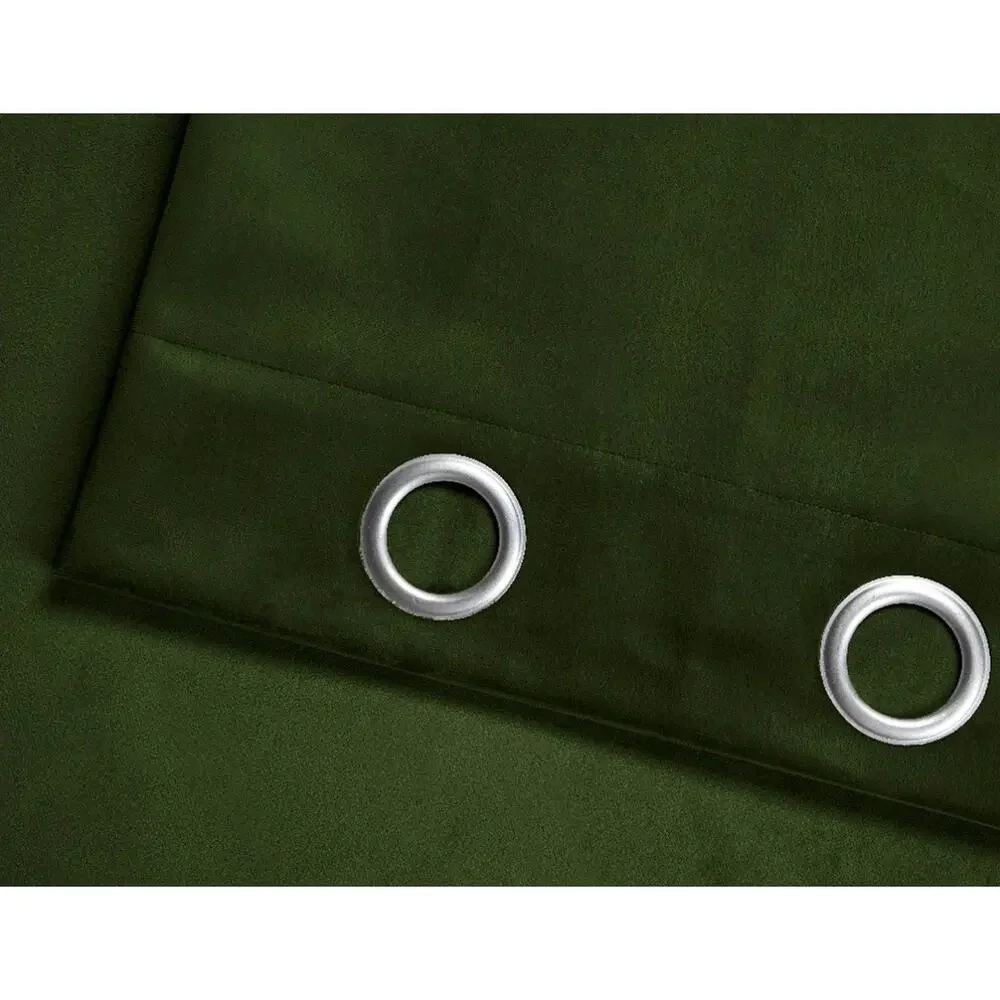 SilkHome Olive Green Total Blackout Velvet Window Certain 2-pack 52” x 96” each